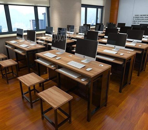 辅导教室组合微机室办公课桌椅学校机房单学培训双人电脑桌椅